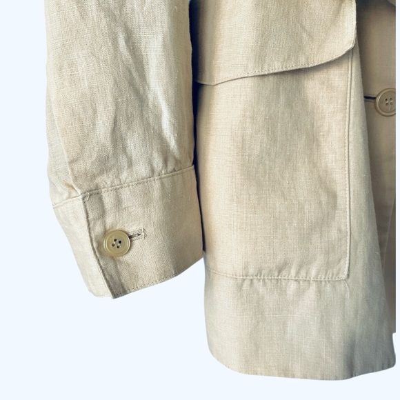 Brooks Brothers Irish Linen Blazer with Belt Beige Tan 4 Small - Picture 2 of 7